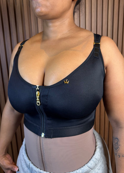 Back-Smoothing Zip Compression Bra